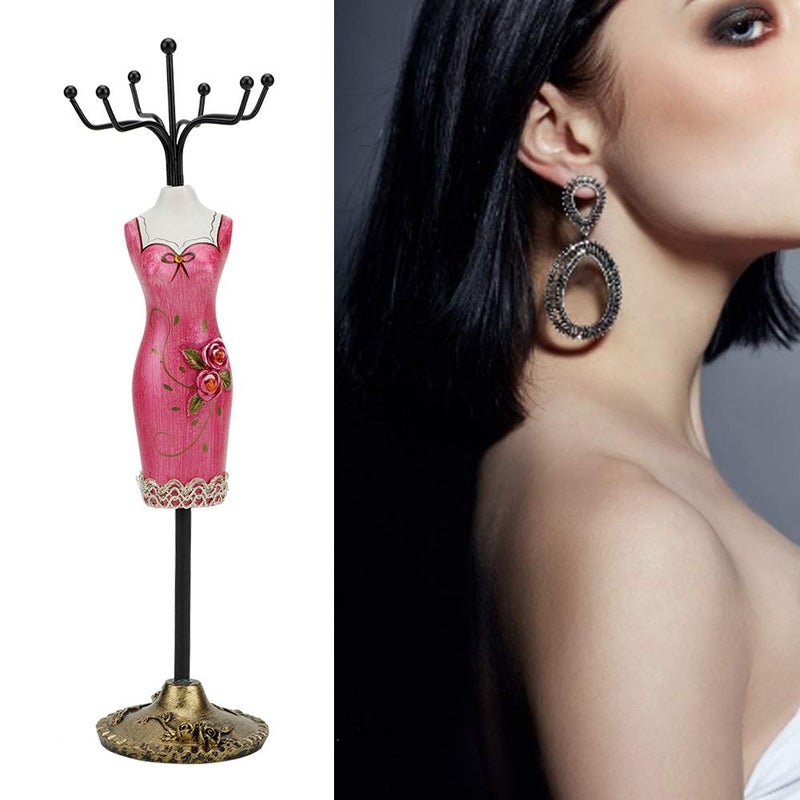 woobles Jewelry Display Hanging Holder Bracelet Shelf Home Decoration Jewelry Rack Jewelry Stand Showing Rack Earring Decoration Bracelet Shelf Jewelry Tower[Rose red] - Image 2